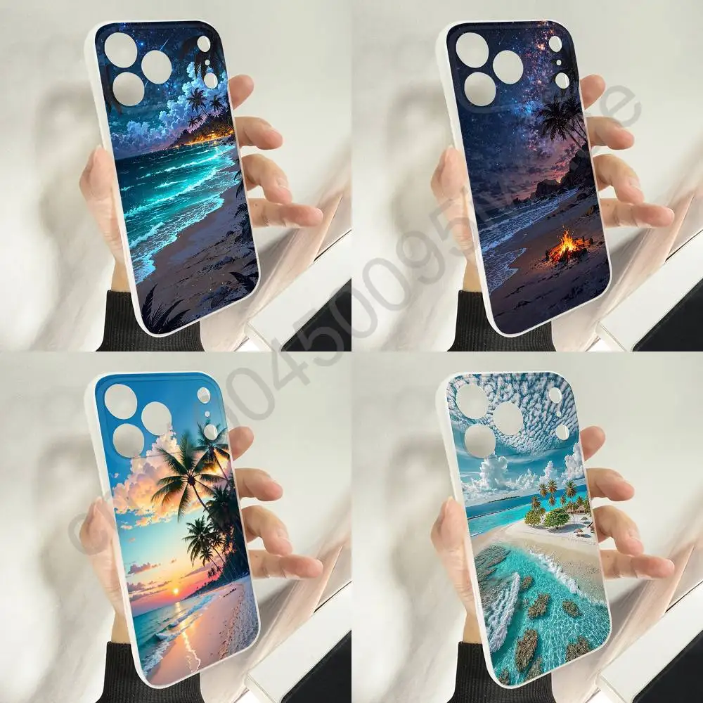 

Beach Sunset Palm Tree Sea Phone Case For iPhone 11,16,15,14,13,17,12,Plus,E,Air,Mini,Pro,Max Magnetic Magsafe Soft Cover