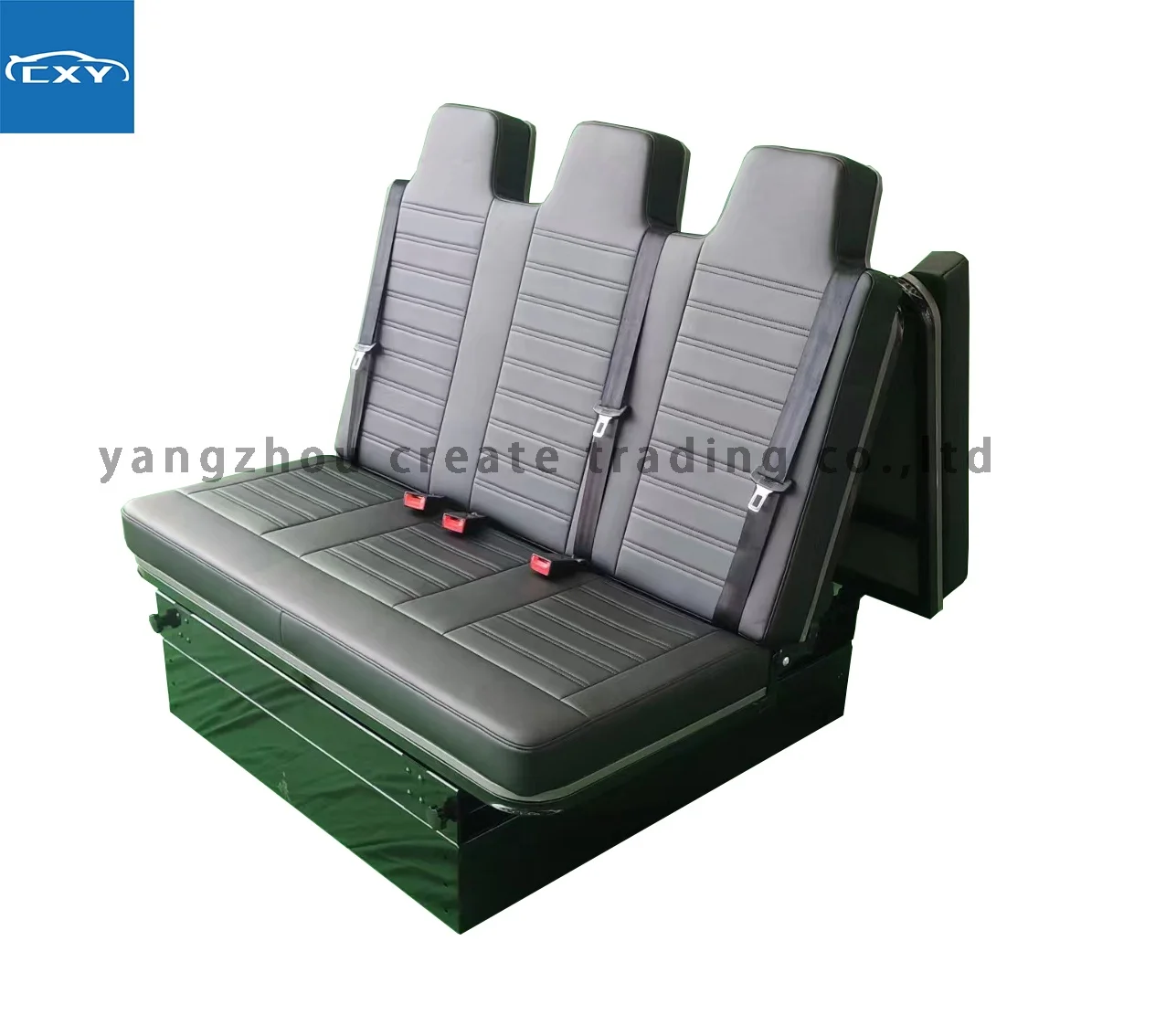 Three-Passenger Comfortable Leather Folding RV Camper Van Sofa Bed Convertible Modified Car Seats Into Bed view 3