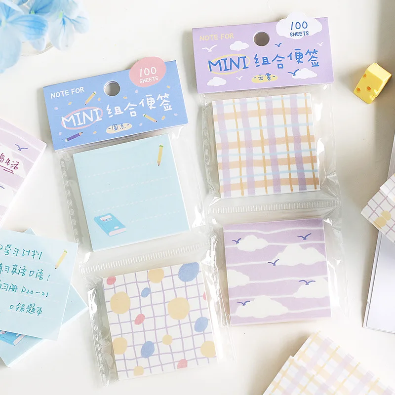 60pcs Simple Color Matching Notebook, Student Message and Office Notes Kawaii Stationery