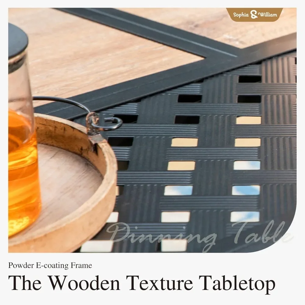 Sophia & William Rectangular Outdoor Dining Table with 1.6"-2" Adjustable Umbrella Hole, 6 Person Patio Table for Outdoor, Recta