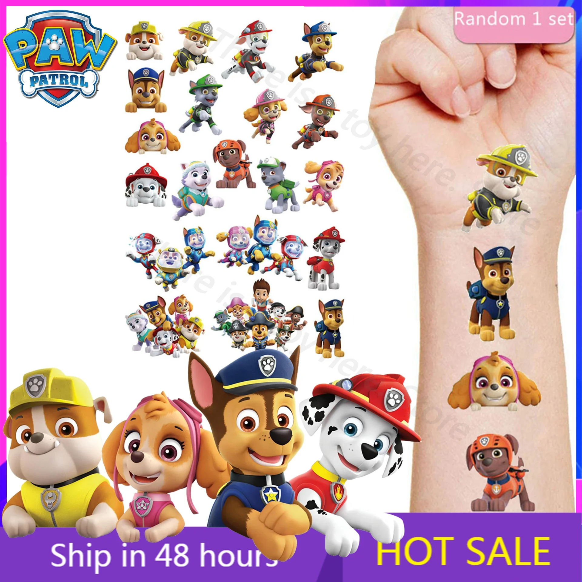 2024 Original Paw Puppy Patrol Toy Tattoo Sticker Pat Patrouille Anime Stickers Toys for Children Boys Girls Birthday Kids Gift