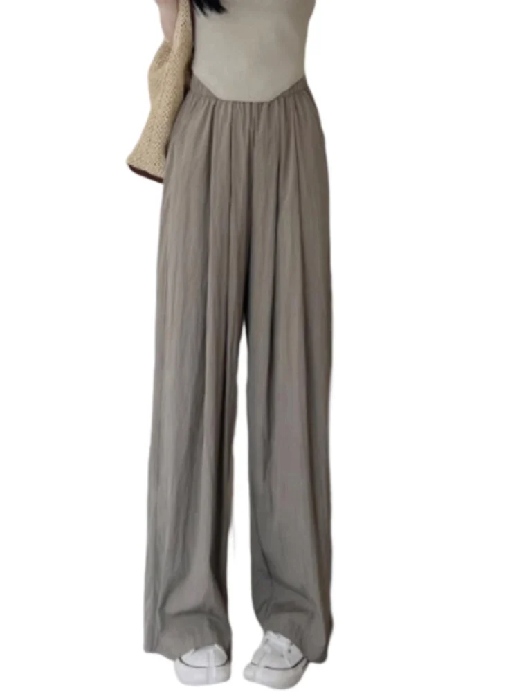 

Широкие брюки из ледяного шелка, женские летние тонкие свободные драпированные брюки с высокой талией Qui Dry Sembach, повседневные брюки с высокой талией