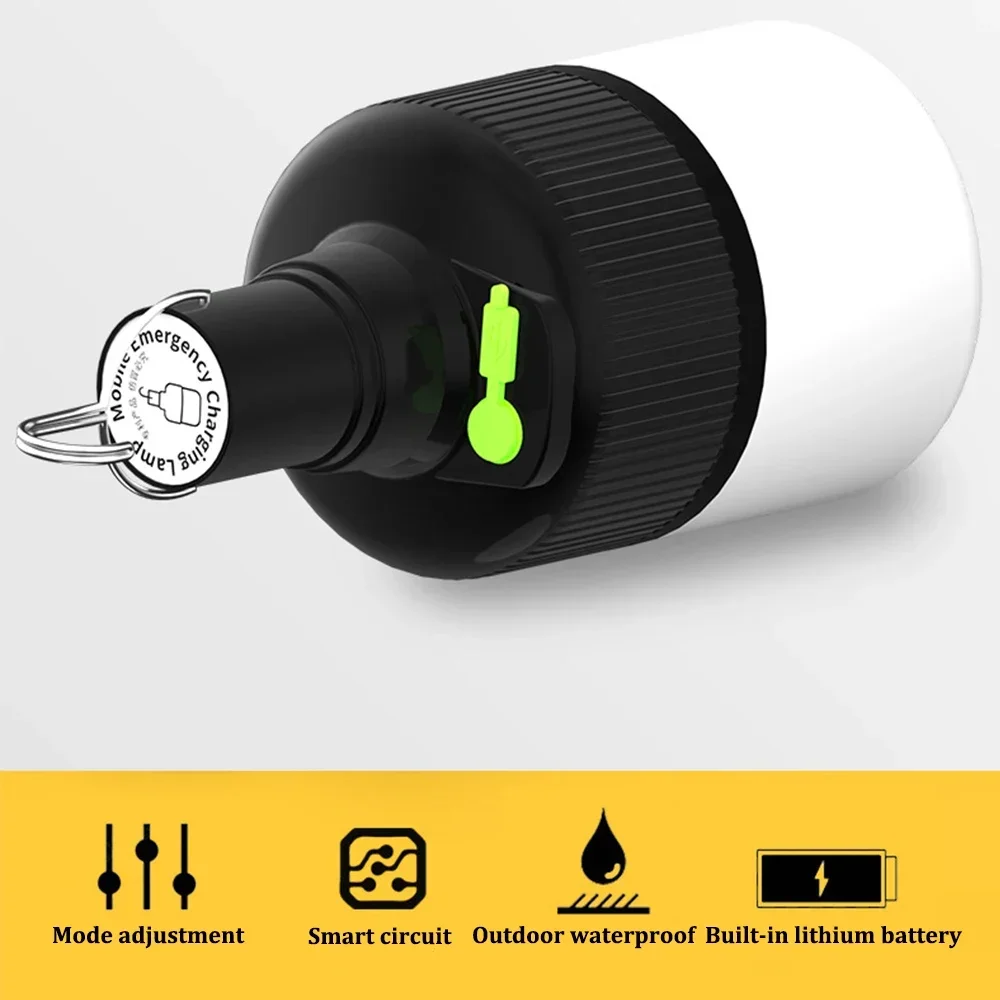 Powerful Mobile LED Bulbs Camping Lamp Emergency Light Outdoor Night Maket Hanging Lamps USB Rechargeable Lanterna Fishing