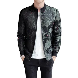 2025 Spring Bomber Jacket Men Slim Fit Jacquard Jackets Coat Masculina Black Green Men's Casual Baseball Uniform Pilot Jacket