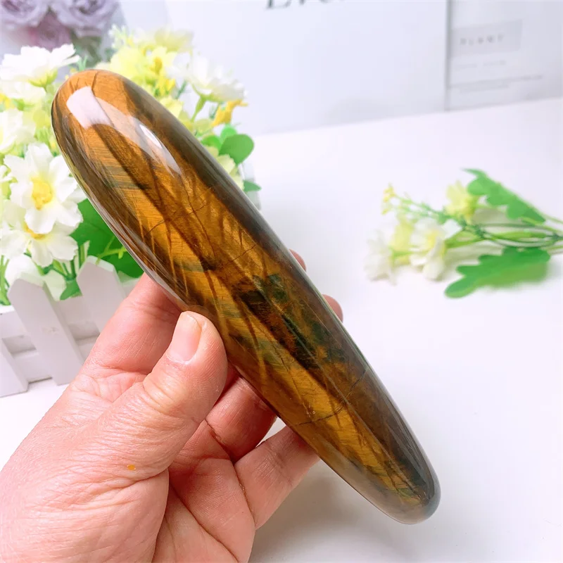 16CM Natural Tiger Eye Stone Large Massage Stick For Women Massage Stick Crystal Adult Anal Plug Gift 1PCS