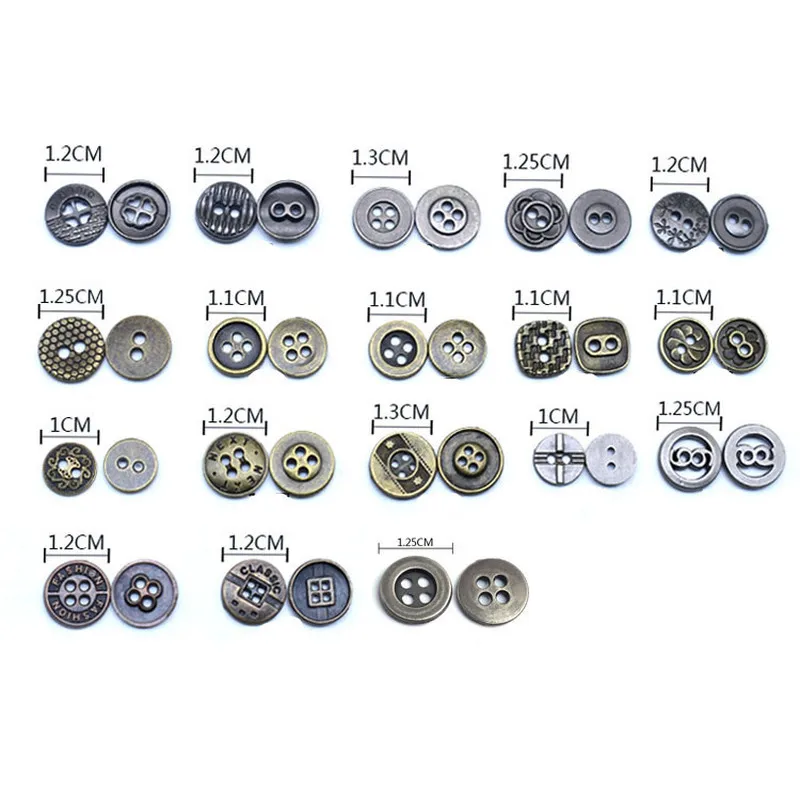 10pcs/lot Vintage Bronze Buttons Sewing Round Metal Buttons 4 Holes for Jacket Sweater Overcoat Garment DIY Accessories