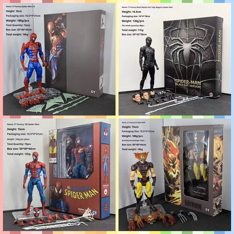 

bandaiCt Factory Toys Spiderman Mafex 001Peter Parker Andrew Garfield The Amazing Spider-Man Shf Anime Action Figure Customized