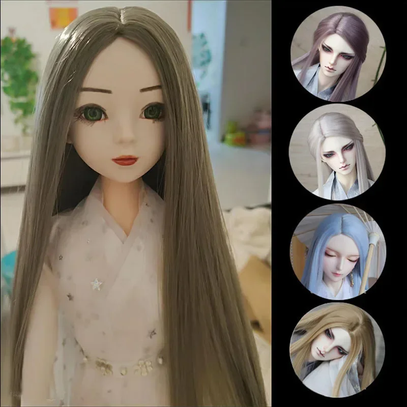 BJD sd long straight hair 1/3 1/4 1/6 1/8 1/12 high temperature fiber hair black doll wig multi-color doll accessories