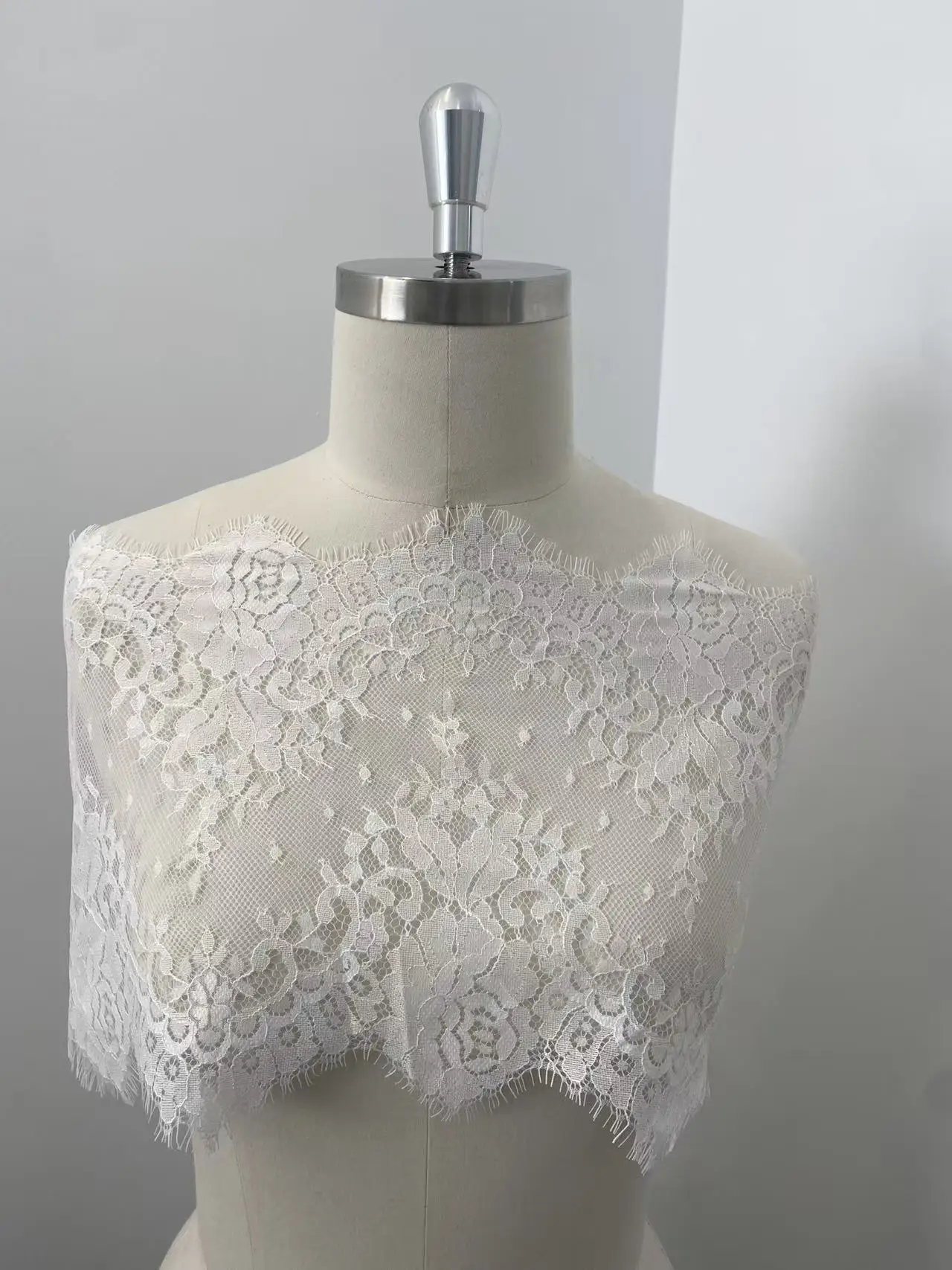 

3 ярда кружевной тесьмы шантильи цвета экрю, кружево «реснички», ткань для свадебной фаты, французское кружево «Аленсон»