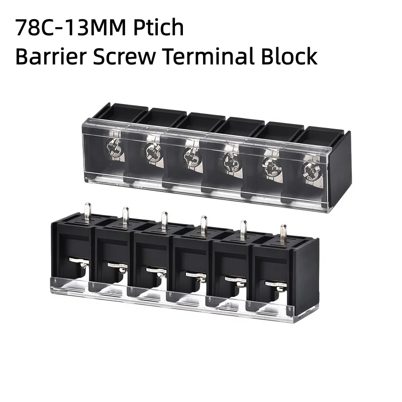 KF78C 13mm Pitch PCB Power Connector 2P-9P High Current Barrier Screw Terminal Block Transparent Cover Center Pin