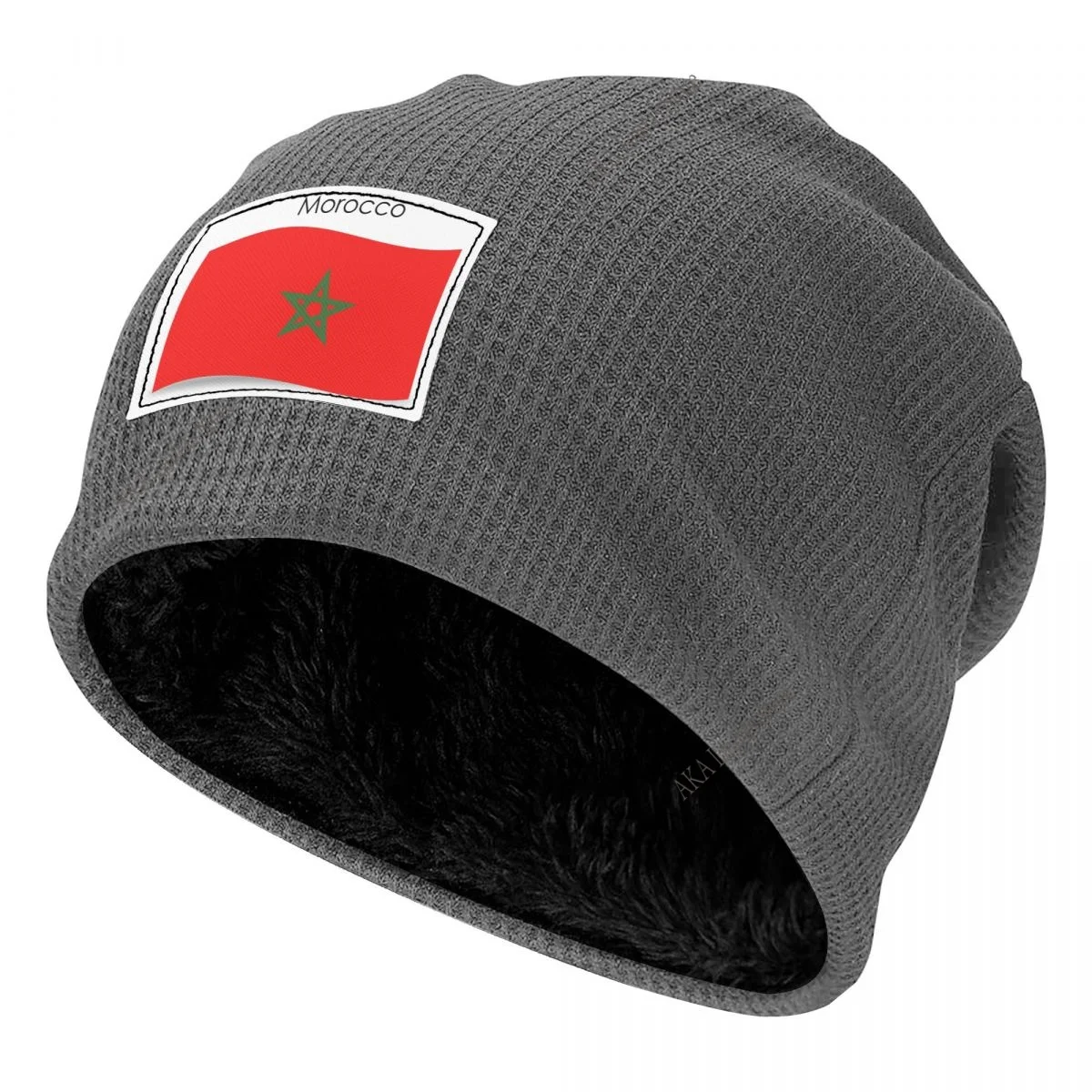 

Мужской зимний вафельный вязаный пуловер с флагом Марокко, модная теплая шапка-бини для мужчин и женщин