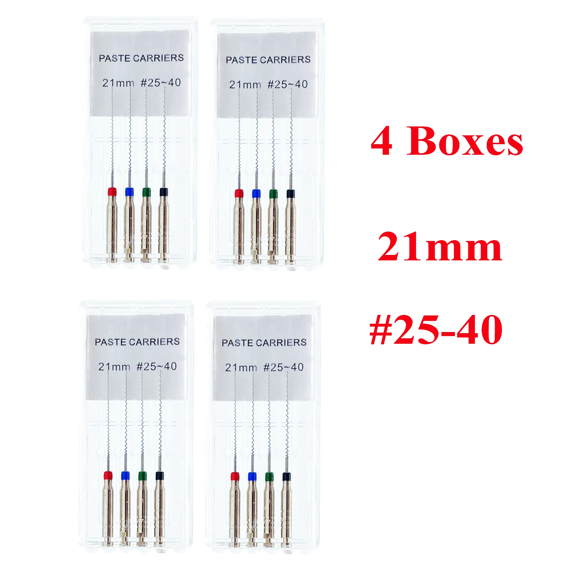 TOMENTY-portadores de pasta giratoria Dental, 4 piezas, relleno en espiral 25-40 # Lentulo, pasta de llenado de motor surtido, Material de