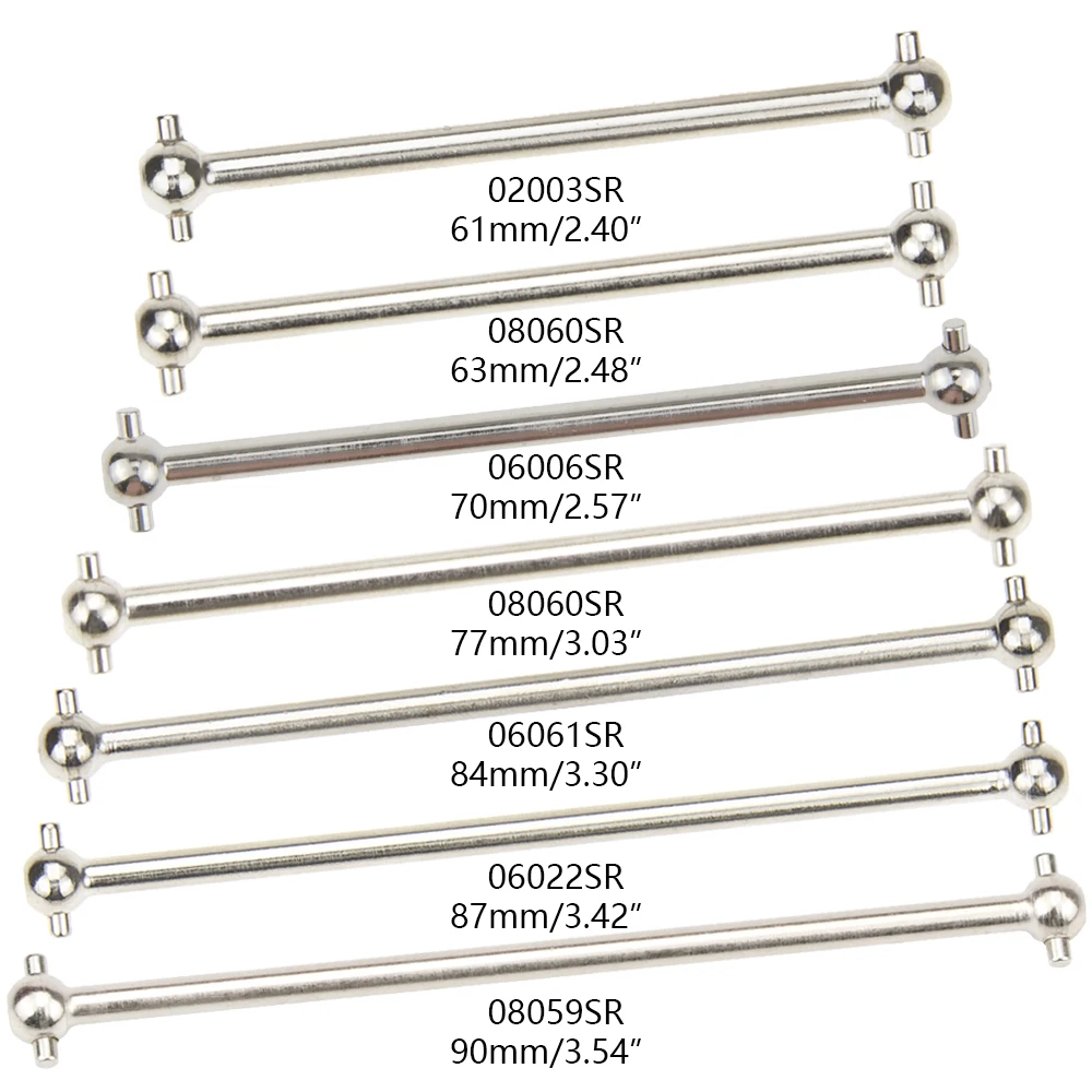 2 sztuk/4 sztuk metalowy wał napędowy Dogbone całkowita długość 61mm 63mm 70mm 77mm 84mm 87mm 89.5mm 100mm dla RC Car hsp Wltoy Redcat