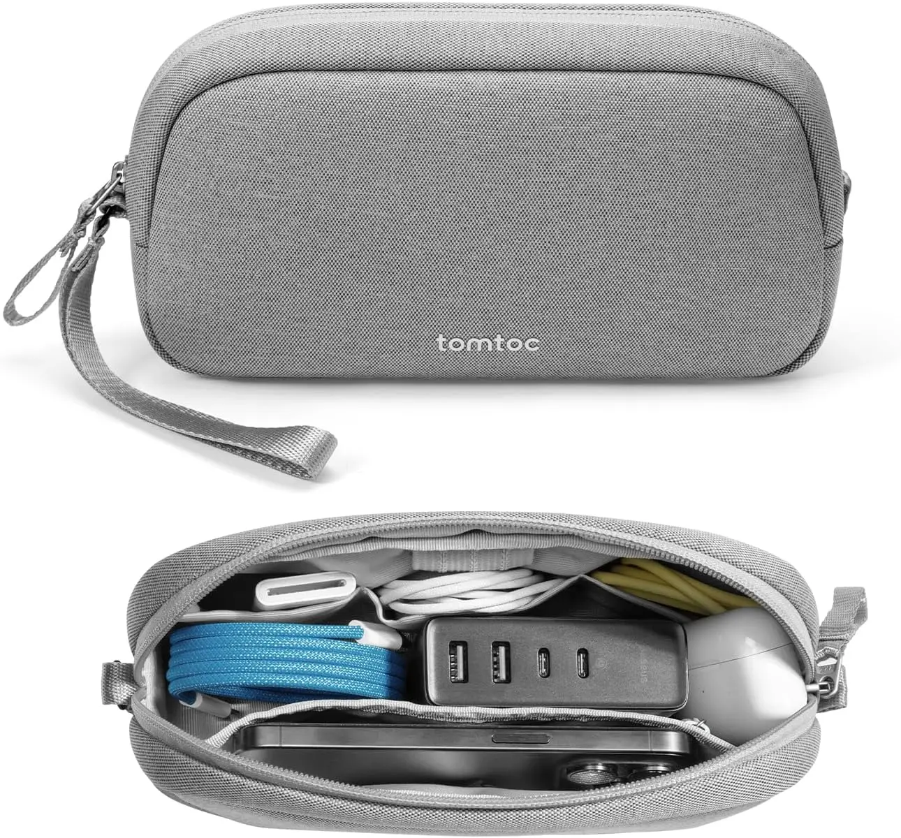 Travel Cable Organizer Pouch Electronic Accessories Carry Case Portable Waterproof Double Layers All-in-One Storage Bag for Cord