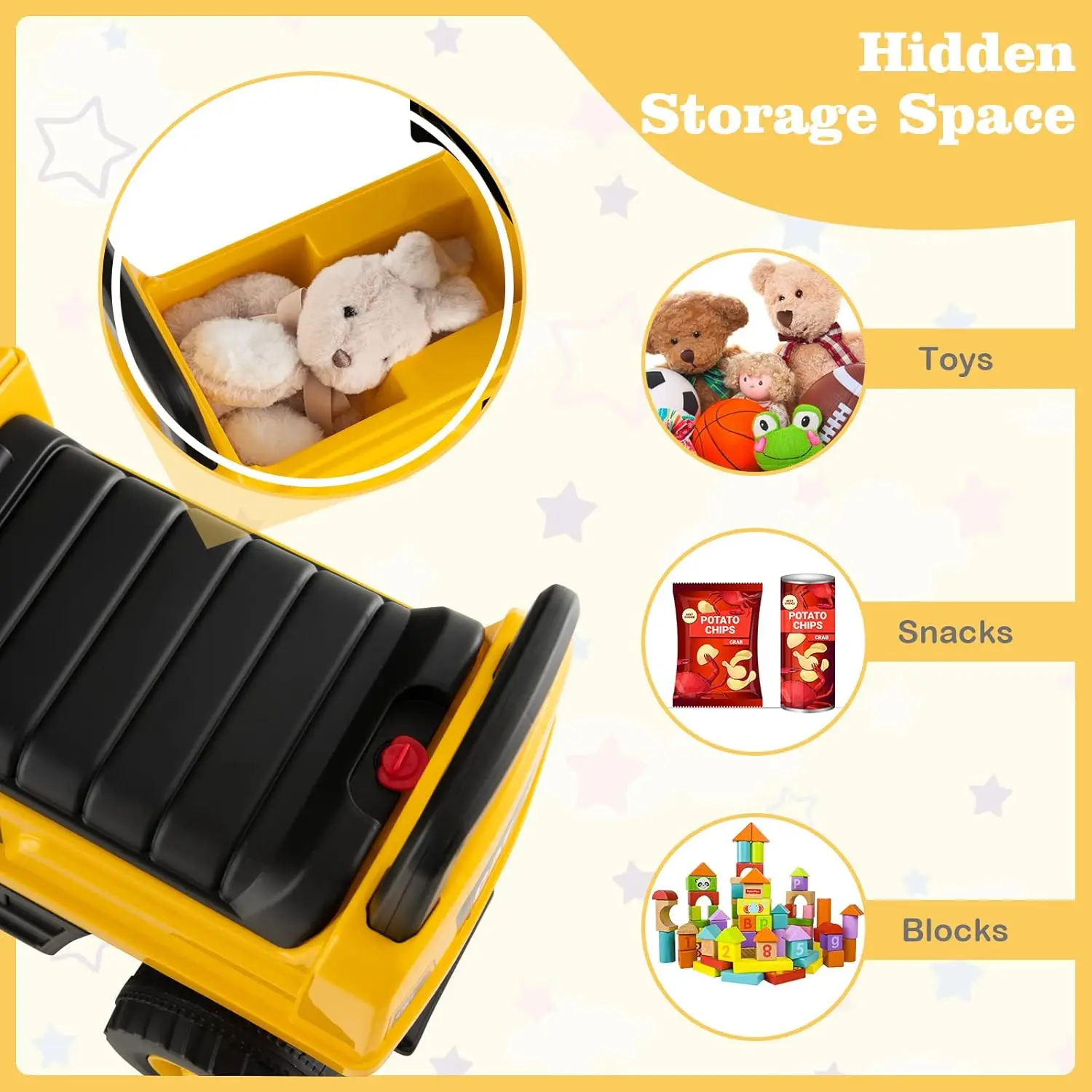 Driver's Cab Ride on Excavator w/Rotatable Digging Bucket Under-seat Storage Ride on Toys for Toddlers 1-3 Gift