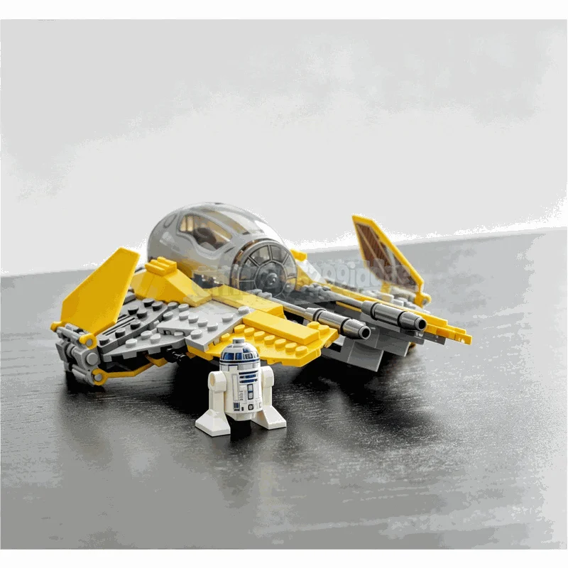NEW 248Parts Yellow Space Interceptor Building Blocks Sci Fi Starship Model Creative DIY Assembly Toy Collection Festival Gifts - view 5