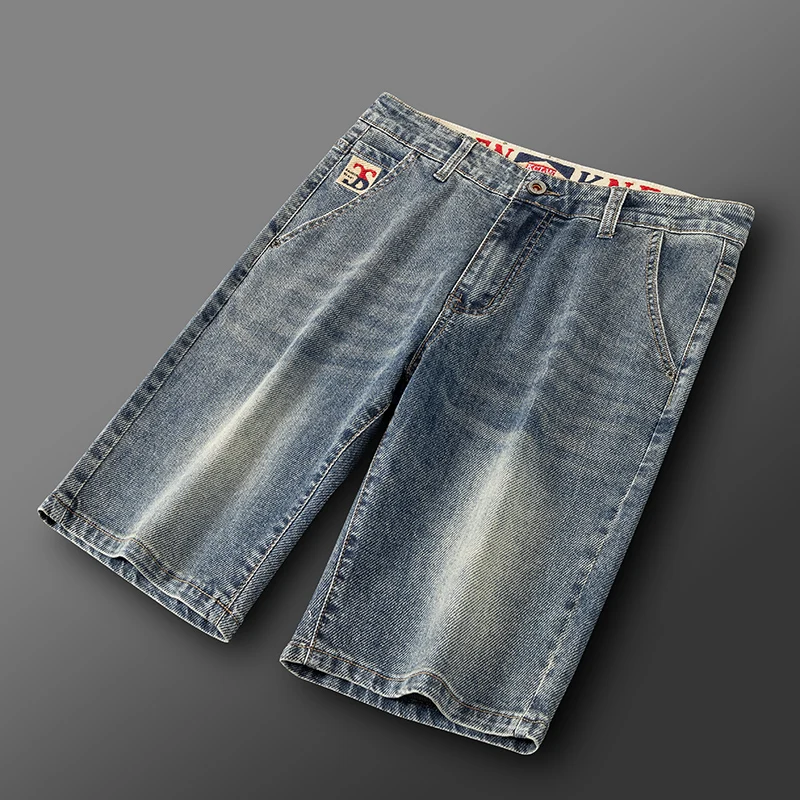 

2026 New High Quality Summer Denim Men's Knee Length Shorts Straight-fit Retro Washed Breathable Streetwear Short Male
