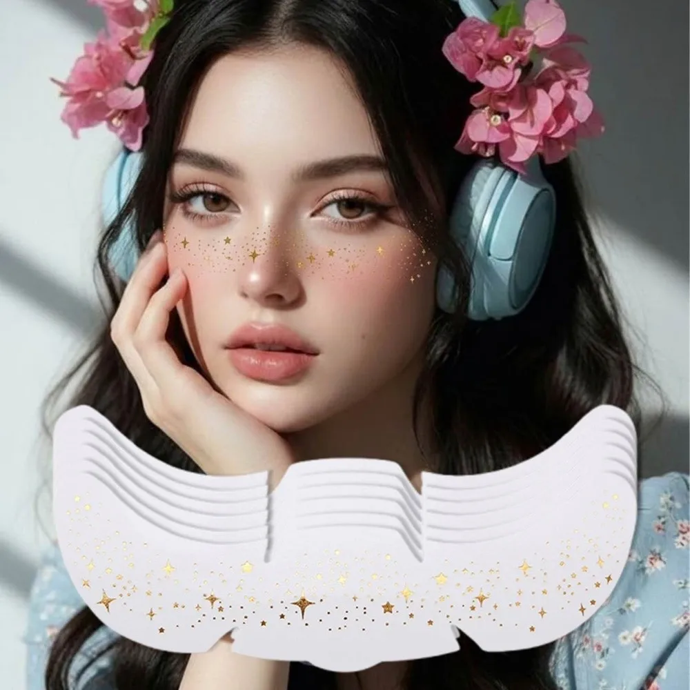 6pcs Sexy Metallic Radiation Fake Freckles Golden Silver Waterproof Temporary Tattoo Stickers Face Makeup Patches Body Art
