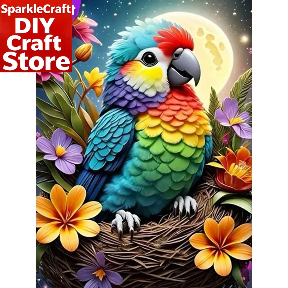 

1PC frameless DIY Diamond Painting Bird Animal Full Square Round Diamond Mosaic Parrot Cross Stitch Set Embroidery Decor for Ho