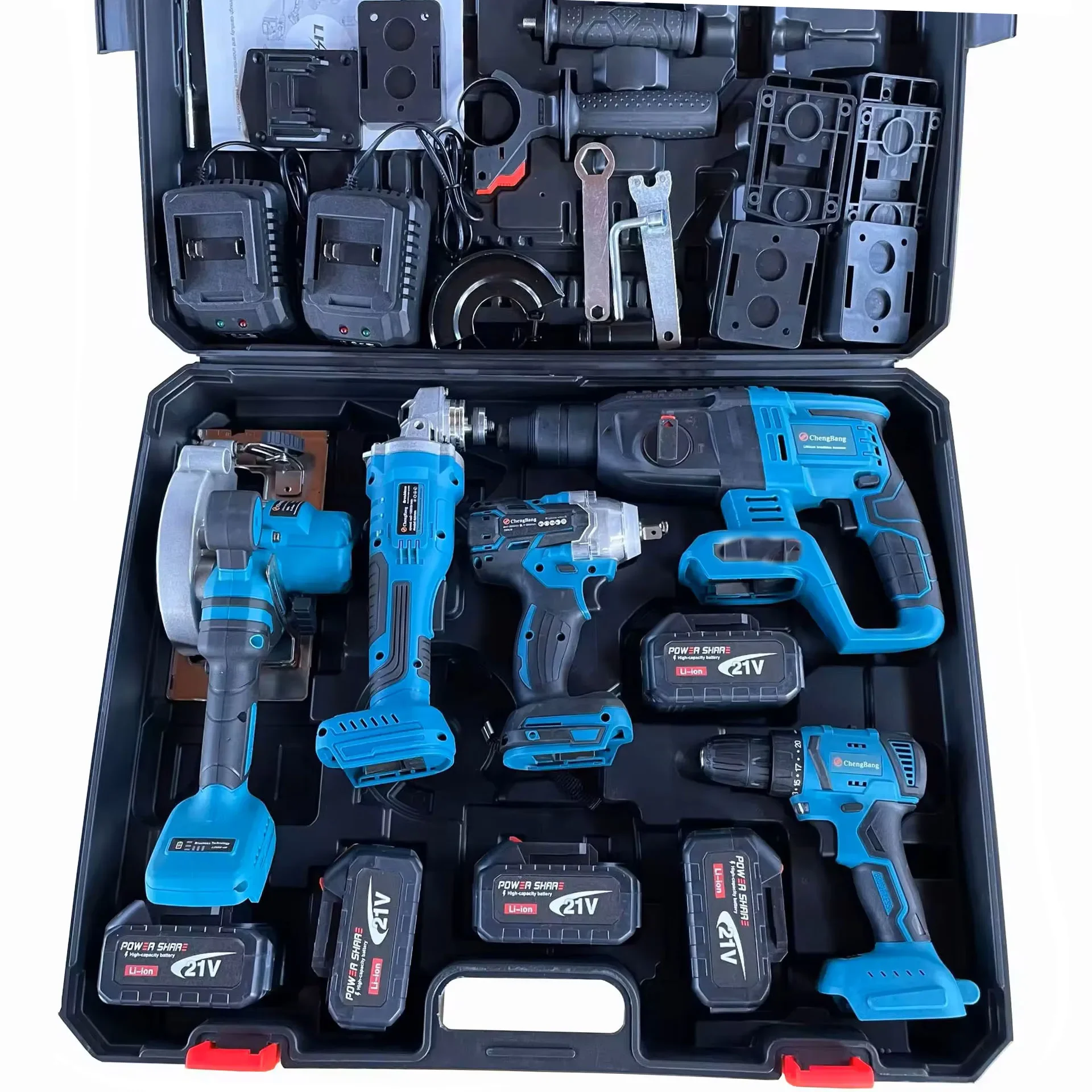 

Power Tool Kit Electric Hammer Impact Drill Brushless Angle Grinder Cordless Wrench Portable Circular Saw Combination Tool Set