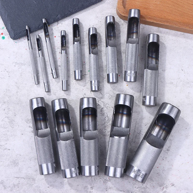 1 шт., дырокол для кожи 3-25 мм, круглый стальной кожаный дырокол для рукоделия, полый дырокол для металлических прокладок, кожа, пластика, резины