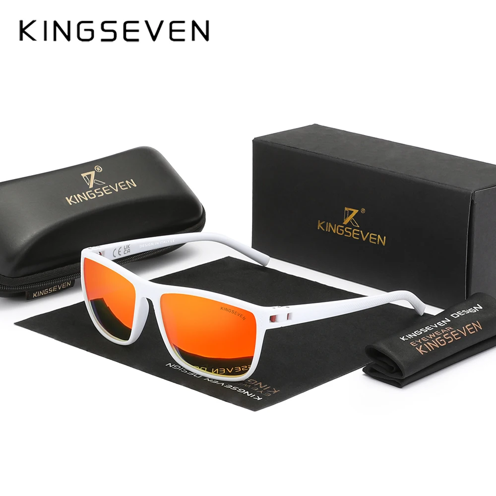 

Солнцезащитные очки KINGSEVEN с красными зеркальными линзами для мужчин и женщин, прямоугольной формы, в оправе из TR90, с поляризацией и УФ-защитой