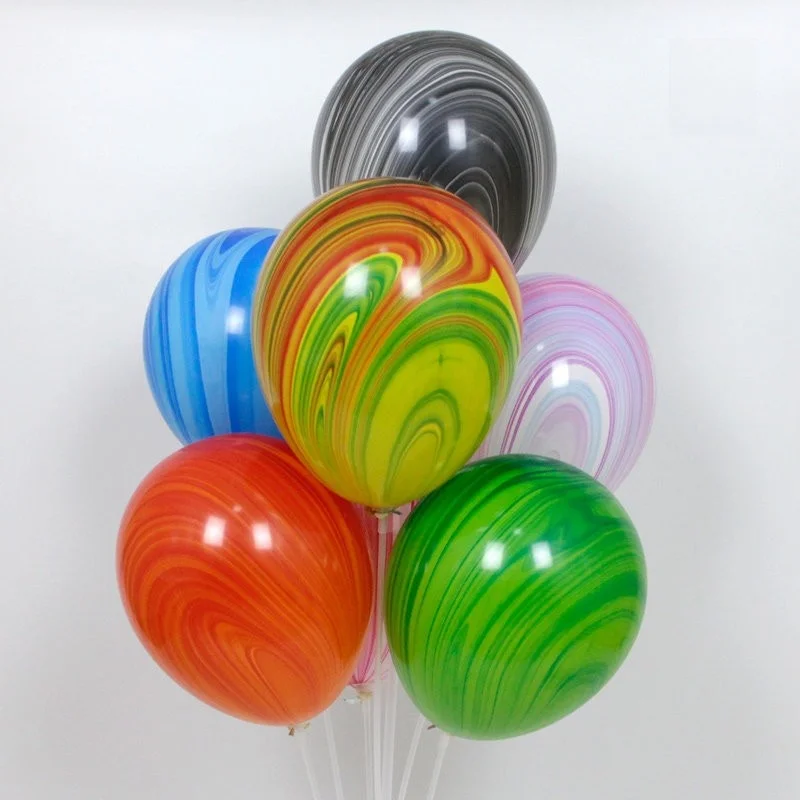 Globos de Látex Qualatex con Patrón de Mármol, Globos Pintados con Efecto Ágata, Redondos, para Celebraciones y Festivales