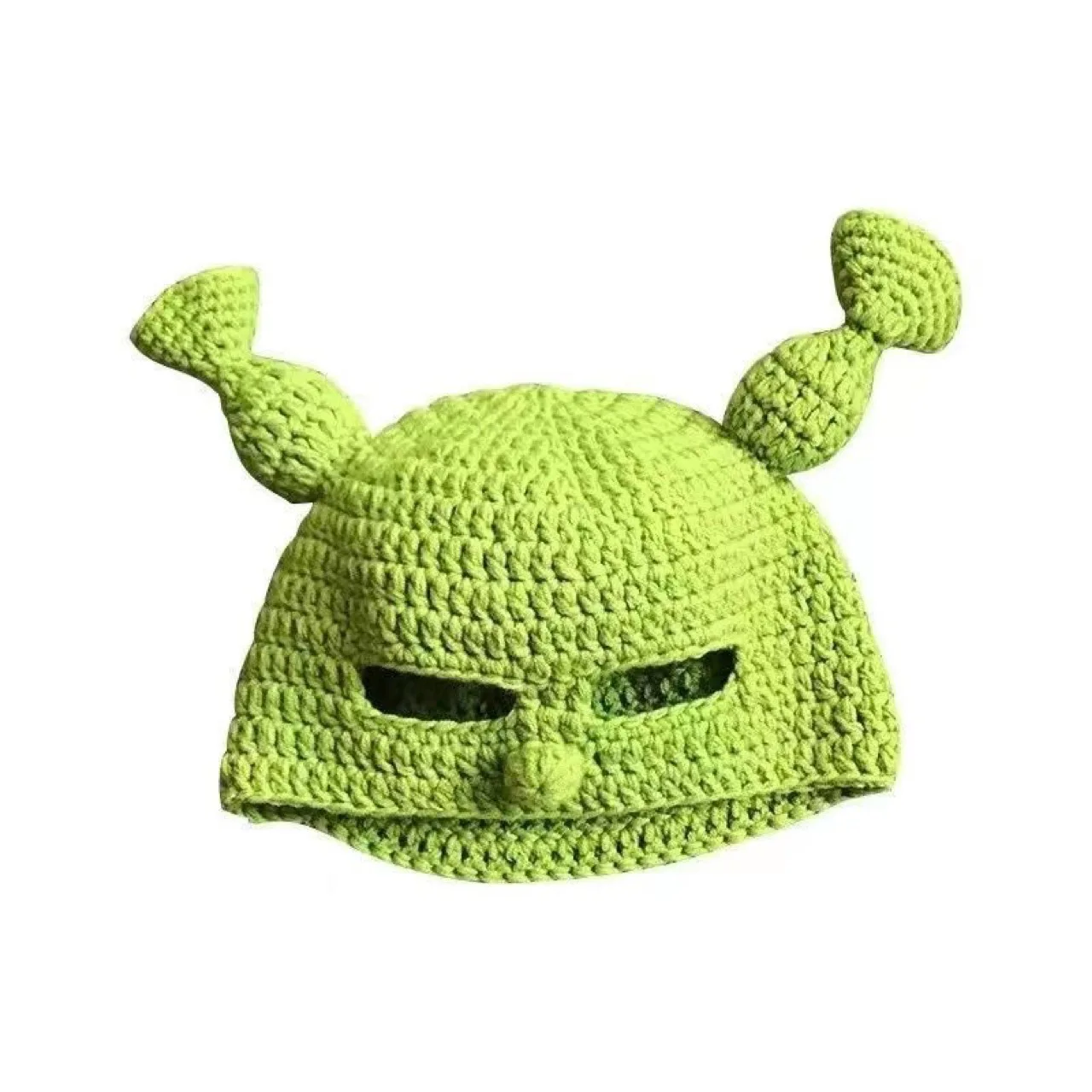 Unisex Sturmhaube Monster Shrek Mütze Wolle Winter Warme Strickmützen Grün Lustige Beanie Skullies Mütze für Damen Herren Rein handgefertigt – Detail 7