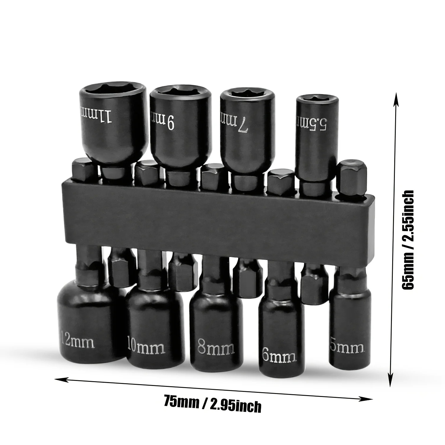 9PCS Magnetic Hex Socket Power Nut Driver Set with 1/4 Inch Hex Shank Electronic Drill Bits Chuck Adapter for Electronic Use