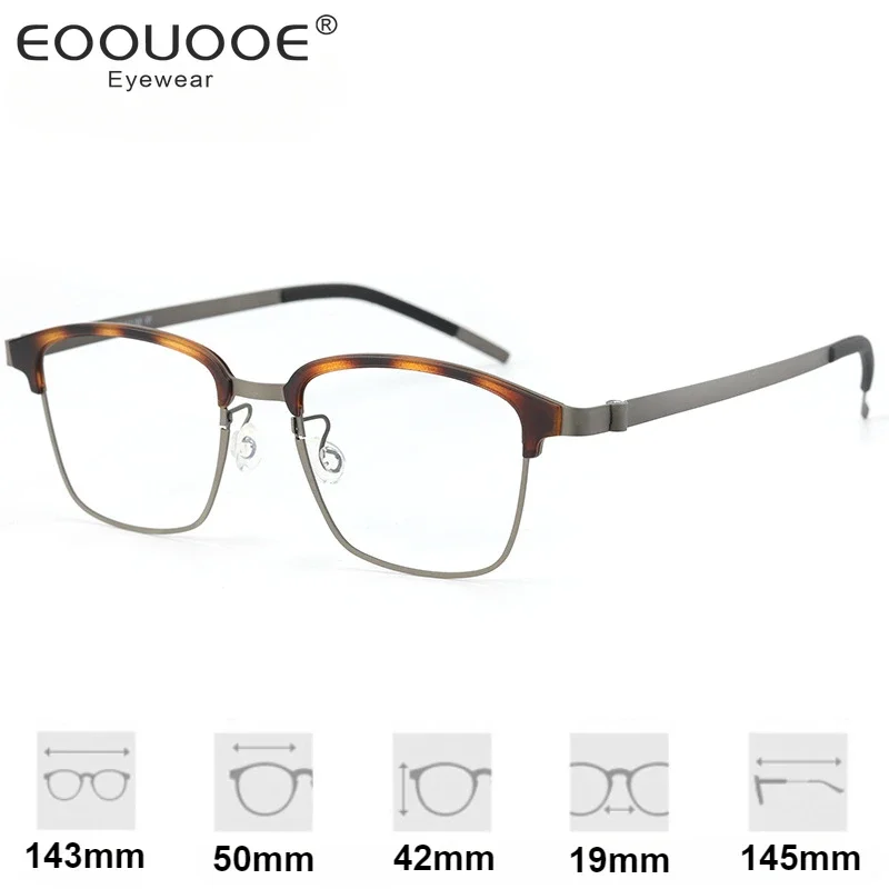 EOOUOOE Acetate Titanium Glasses Frame Men Square Full Eyeglasses Frames 2025 Women Screwless Eyewear 9835