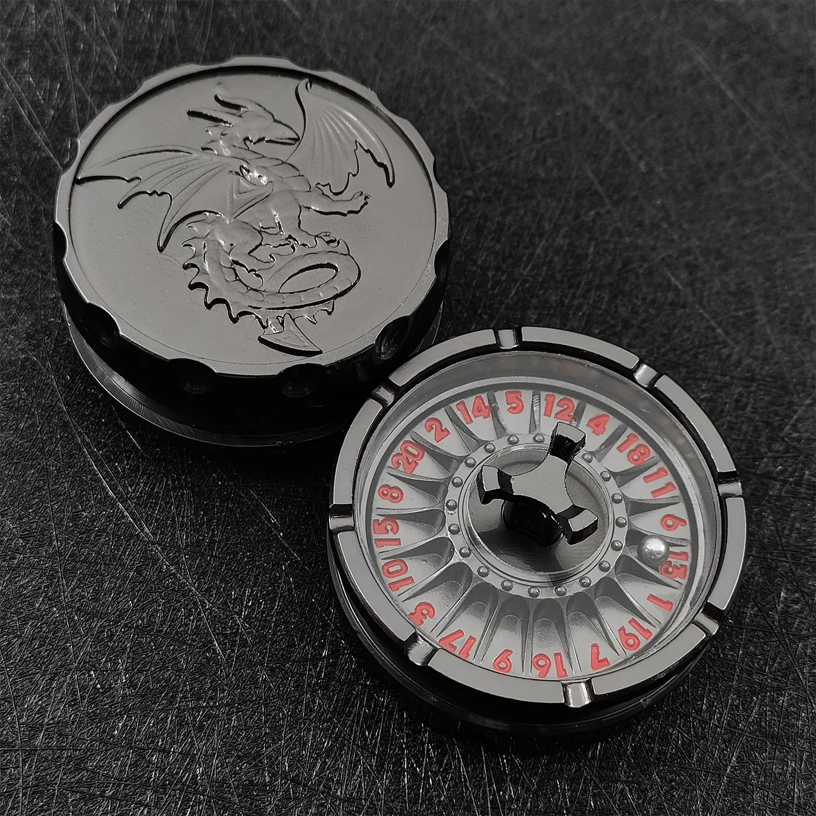 DND Metal D20 نرد دوار متعدد السطوح بأطراف الأصابع RPG D&D لعبة لعب الأدوار مرفق الزنزانات والتنينات #4