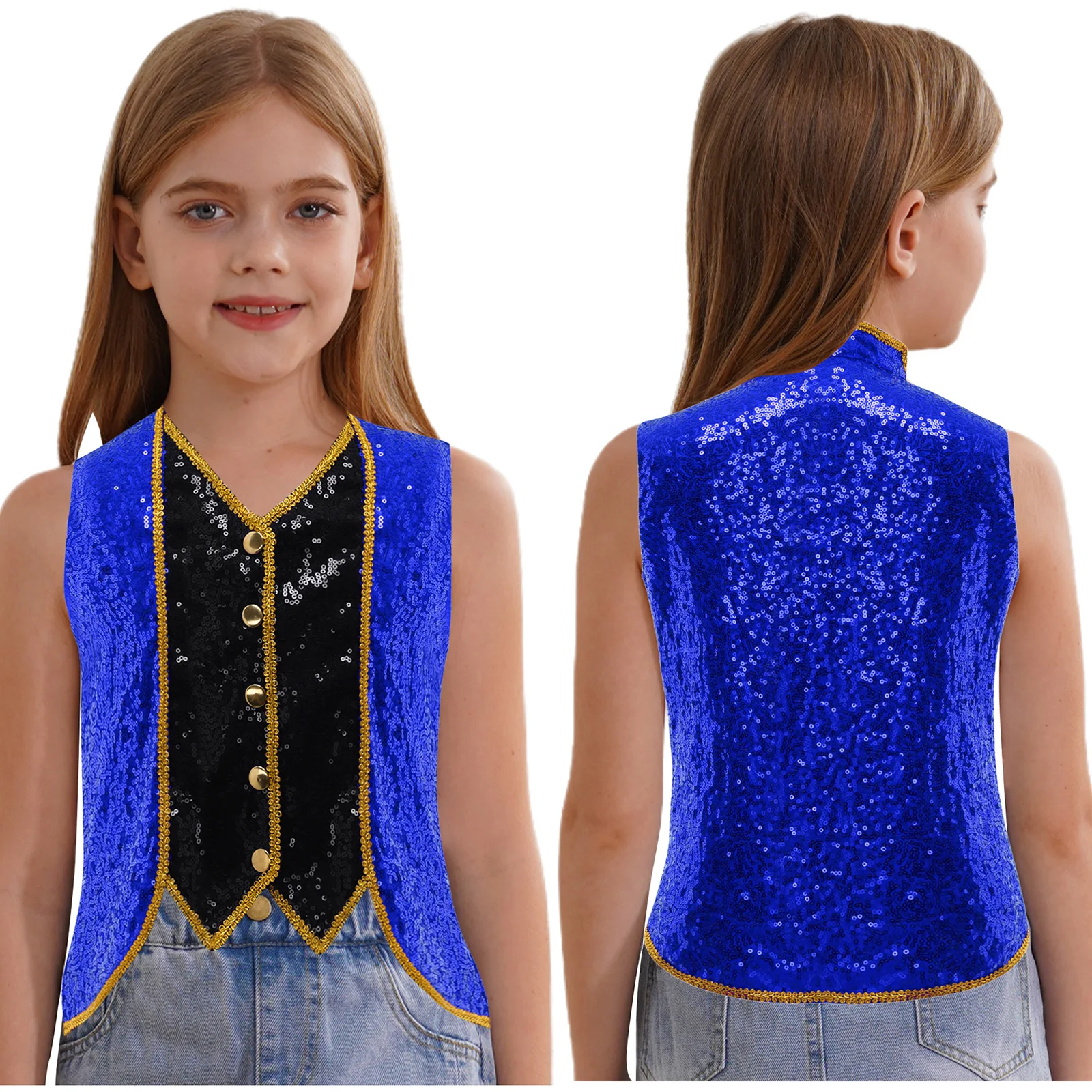 

Medieval Renaissance Stylish Sequins Vest Vintage Retro Victorian Steampunk Vest for Halloween Carnival Princess Cosplay Costume