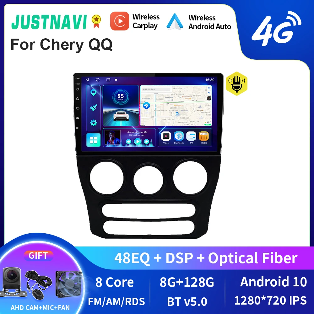 

JUSTNAVI QT10 Wireless CarPlay Android Auto Radio For Chery QQ Stereo Car Multimedia Video Player GPS DVD