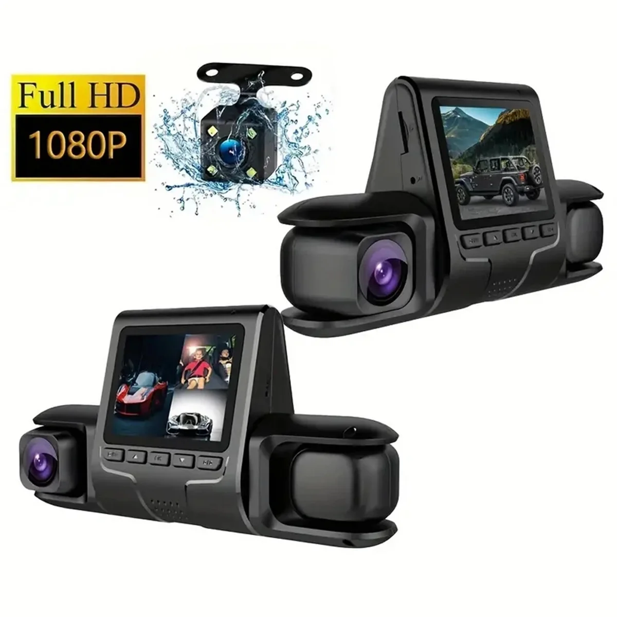 

FUFU Car DVR Camera 3 Camera Lens Car DVR Dual Lens Camera 1080P HD Dash Camera Video Recorder 24H Parking Monitoring Dashcam