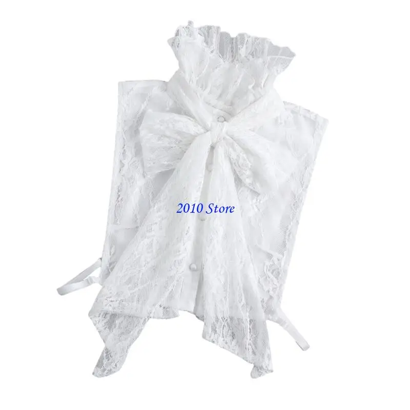 F3MF طوق أنيق قابل للفصل على شكل زهرة من الدانتيل وياقة مكشكشة وياقة عالية الرقبة #2