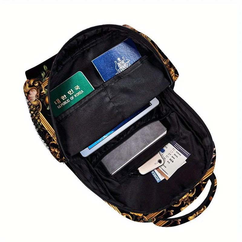 Elegant Floral Print Backpack Lightweight Comfortable Hike Travel Bag with Adjustable Straps Zipper Closure for Beach Yoga - view 3