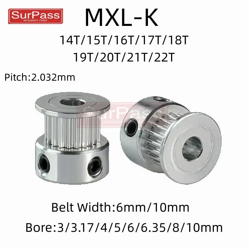 14T/15T/16T/18T/19T/20T/21T/22Teeth MXL Timing Pulley Bore 3/3.175/4/5/6/6.35/8/10mm for 6/10mm Width Belt Used In Linear Pulley