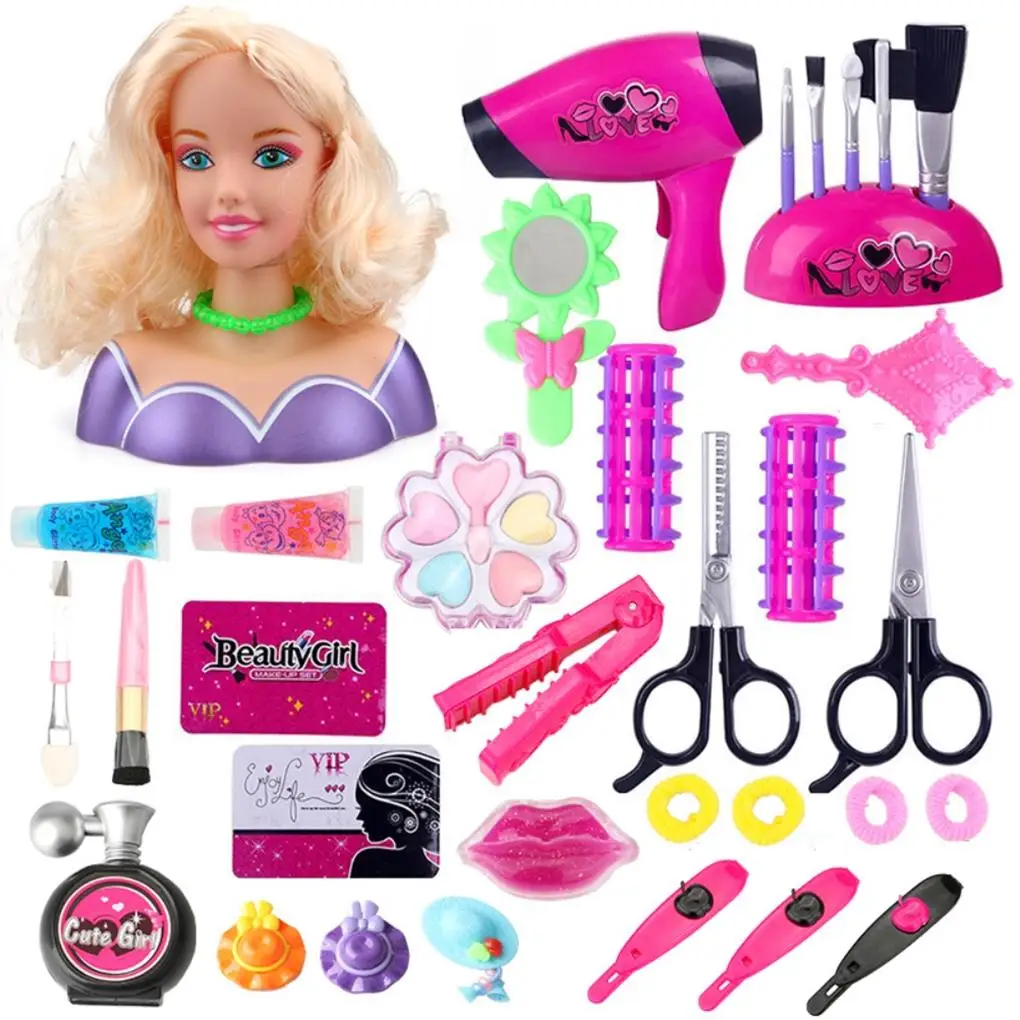 Dolls Styling Head Makeup Comb Hair Toy Doll Set Pretend Play Princess Dressing Play Toys Half Body Makeup Hairstyle Doll