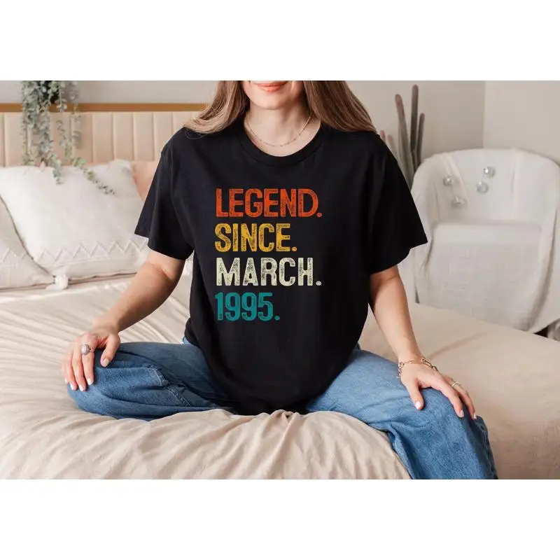 

Legend Since March 1995 Vintage 30Th Birthday Retro 30 Year Old Born In T Shirt Funny Thirty