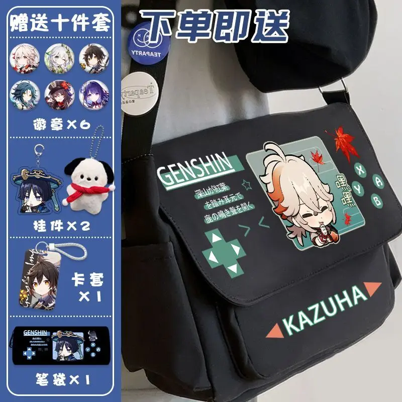 Genshin Impact New Single Shoulder Xiangling Scaramouche Venti Junior High School Anime Backpack Unisex Versatile Large Capaci