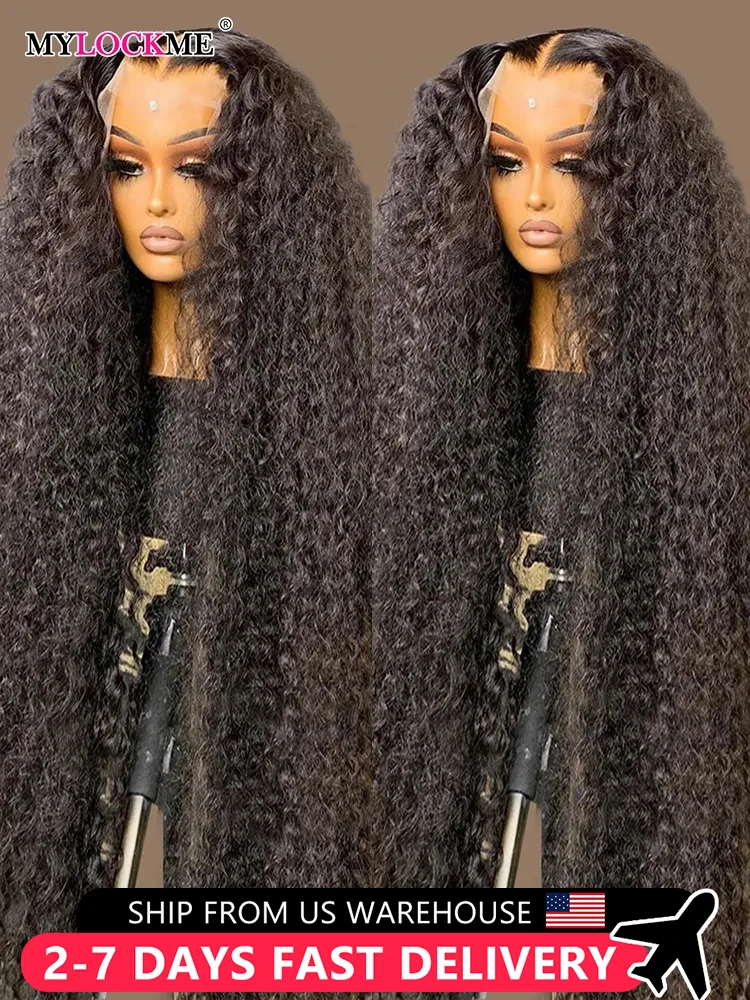 Deep Wave HD Transparent Lace Frontal Wig 34Inch 13x4 13x6 Curly Lace Front Human Hair Wigs 4x4 Lace Closure Wig Pre Plucked Wig