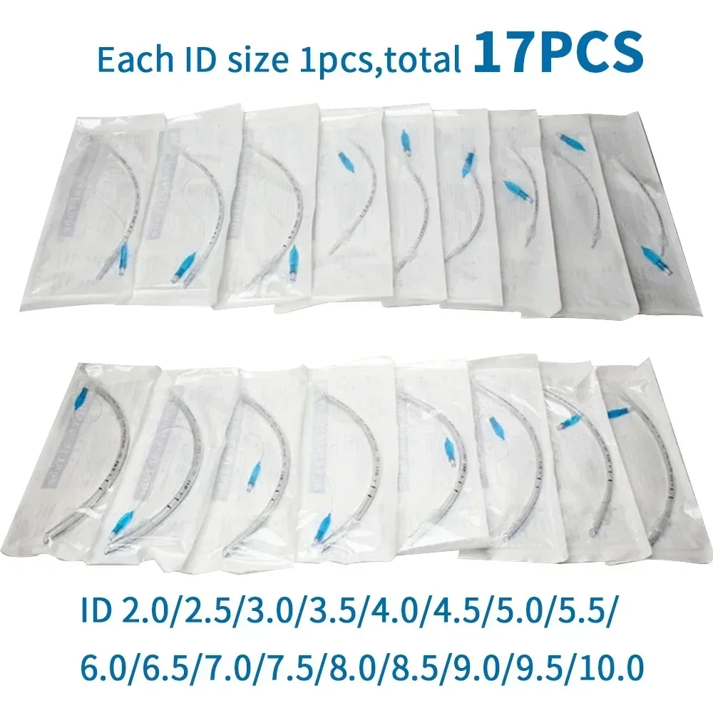 

17PCS Pet Sterilized Endotracheal Intubation Tube with Cuff 2.0-10mm Veterinary Animal Surgical Accessories
