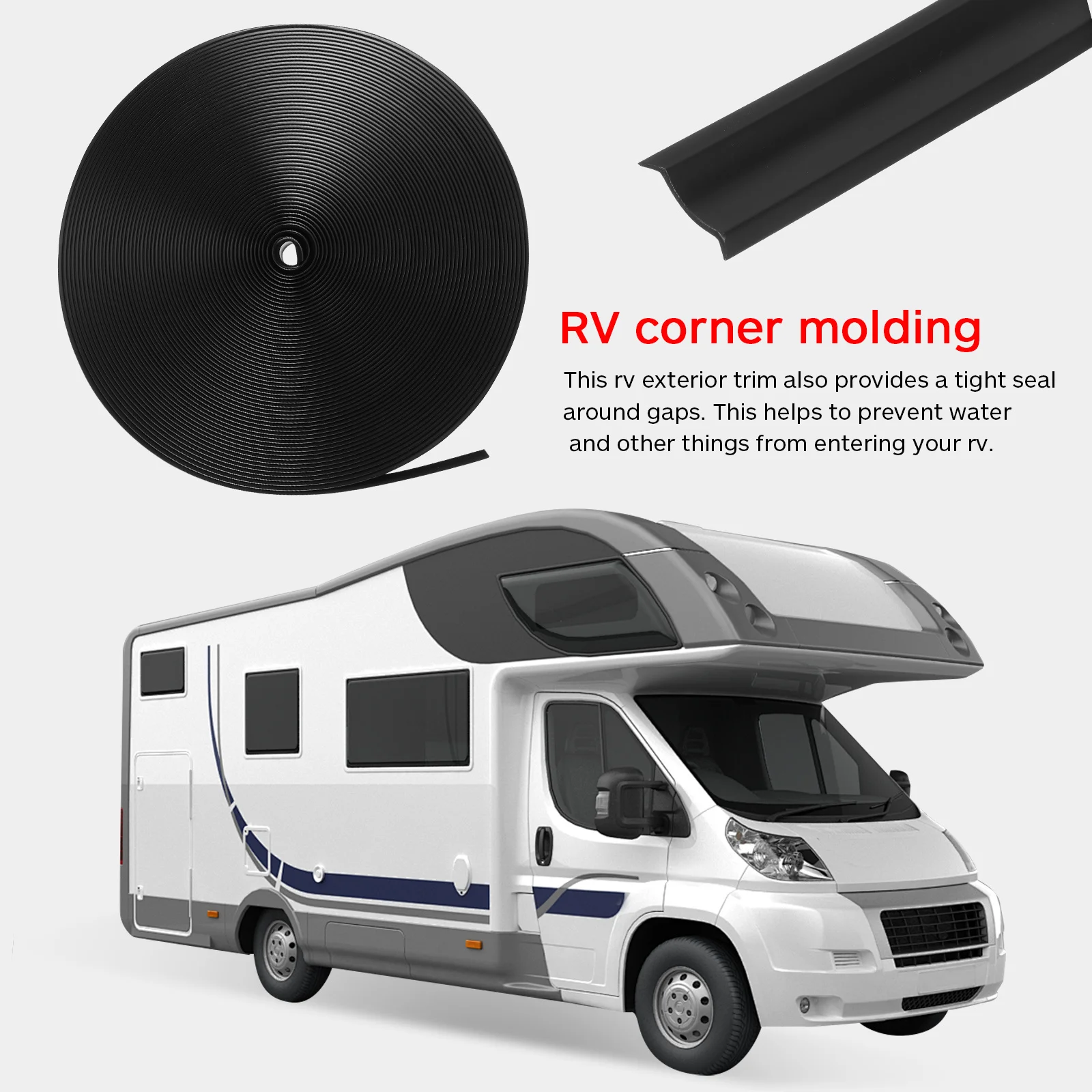 1 لفة Rv تقليم صب بولي كلوريد الفينيل حافة شريط عازل للمقطورات المعسكر غطاء المسمار الخارجي الكسوة إدراج قوالب جانبية للسيارات #5