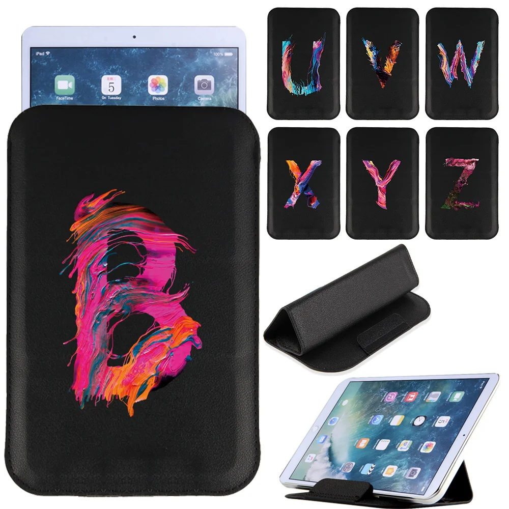 

Universal Tablet Bag Case 7 8 10 10.1 inch Sleeve Magnetic Stand Cover Pouch Paint 26 Letters Series PU Leather Folding Holder