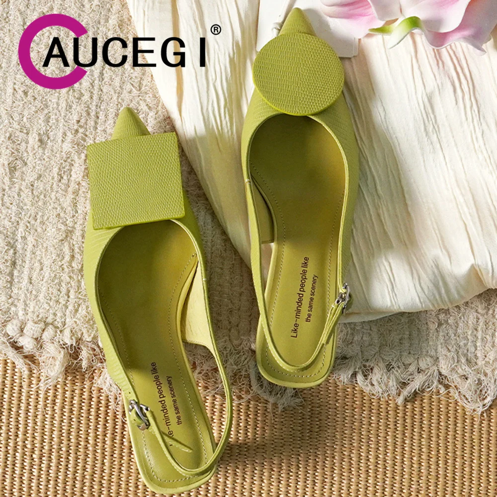 

Aucegi, туфли-лодочки из натуральной кожи на толстом высоком каблуке с острым носком, новинка, летние женские модельные танцевальные туфли с пряжкой и ремешками