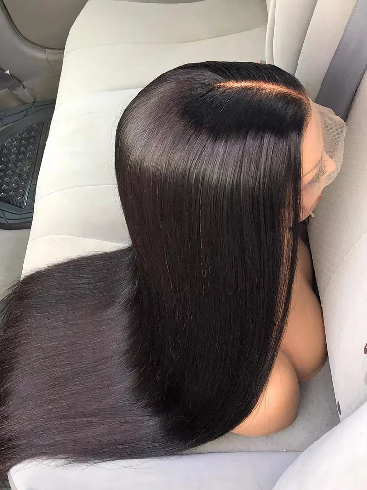 شفاف 100% شعر الإنسان العظام مستقيم 13x6 الدانتيل الباروكة الأمامية 13x4 HD الدانتيل الجبهة الباروكات 30 36 بوصة البرازيلي الأسود قبل قطعها #1