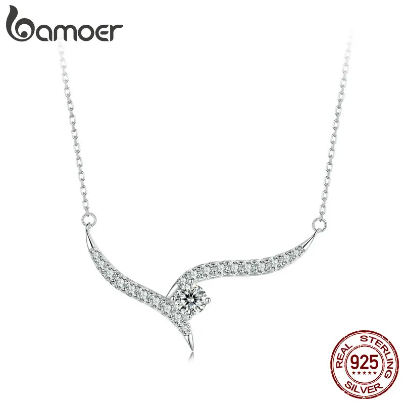 Bamoer 925 Sterling Zilveren Minimalistische Lijn Ketting Voor Vrouwen, Vergulde Sierlijke Hanger Sieraden Geschenken Voor Verjaardag/Valentijn