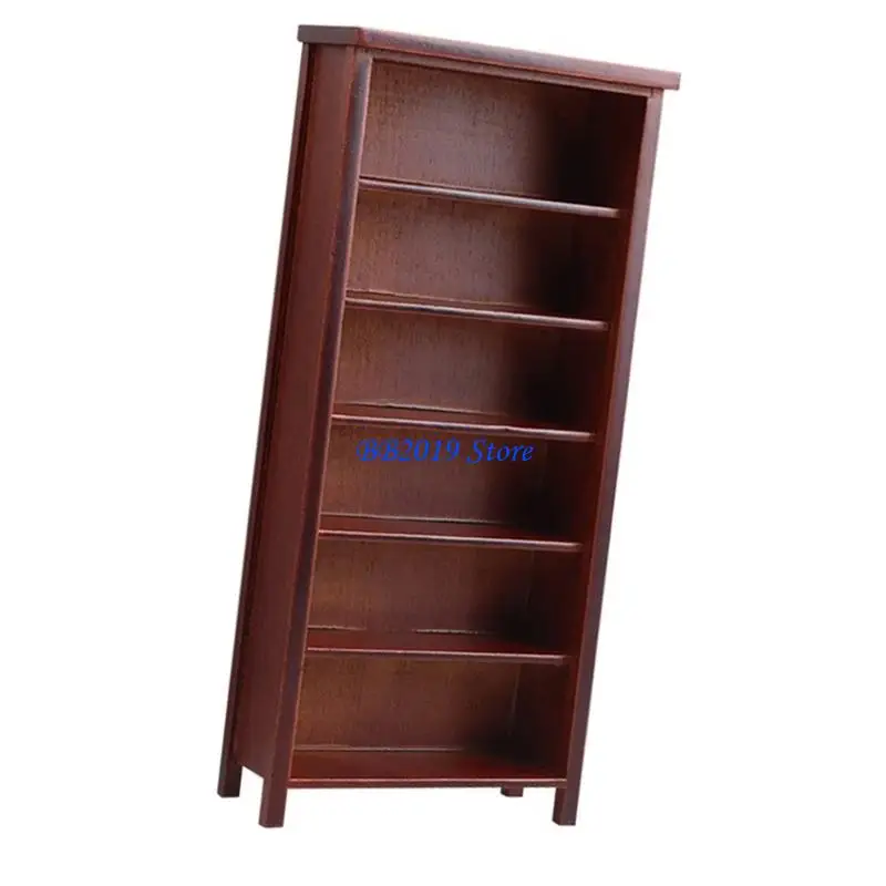 

Q0KB Miniature Bookshelf Dollhouses Furniture Bookcase 1/12 Scale Cabinet Props