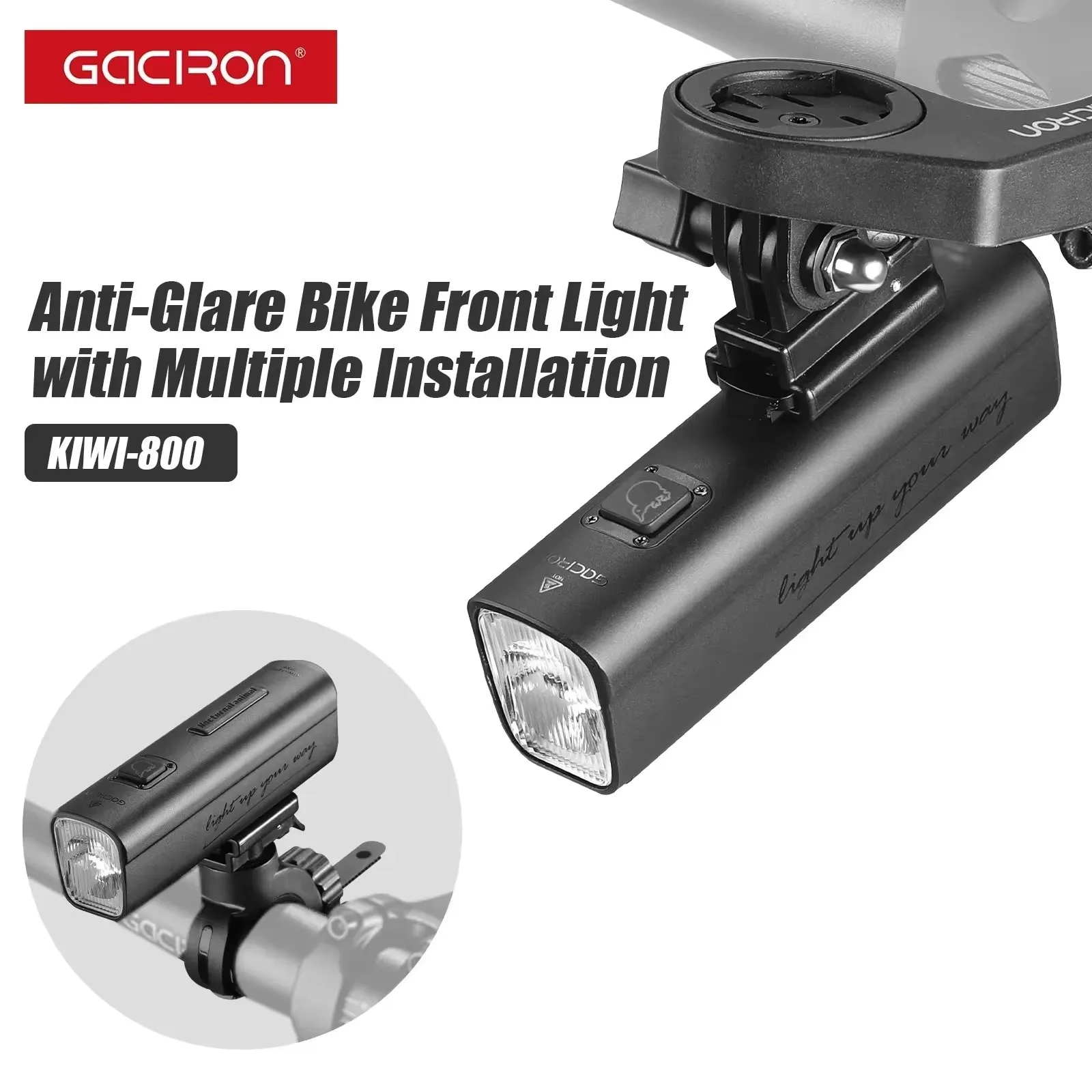 Gaciron Bike Light KIWI 800 lumens Anti-glare Bicycle Front Light IPX6 Waterproof Type-C Rechargeable Headlight Bike Accessories