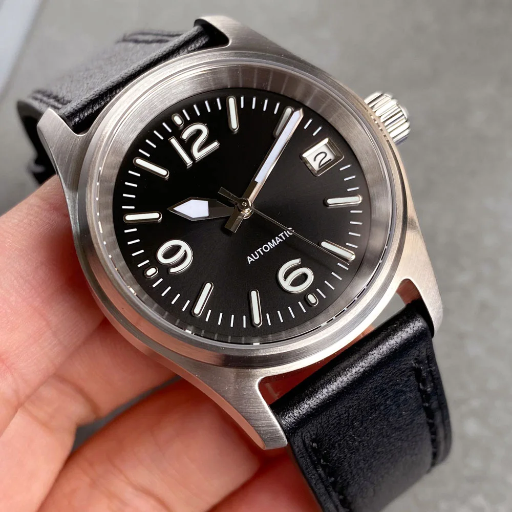 Tandorio 36 mm Militär-Piloten-Taucheruhr, einfaches Zifferblatt, Saphirglas, 20 ATM, NH35, automatische Mechanik, Herren-Armbanduhr